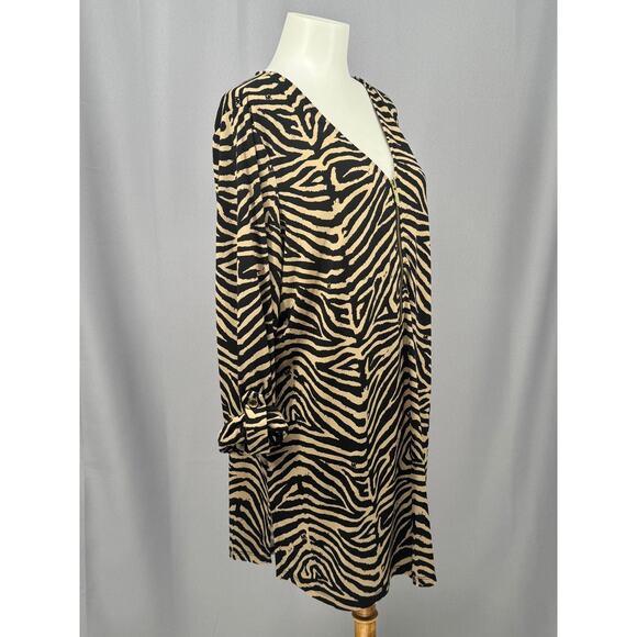 Michael Kors Tunic Womens 1X Zebra Print Zip Front Long Sleeve Animal Pattern - Picture 4 of 9